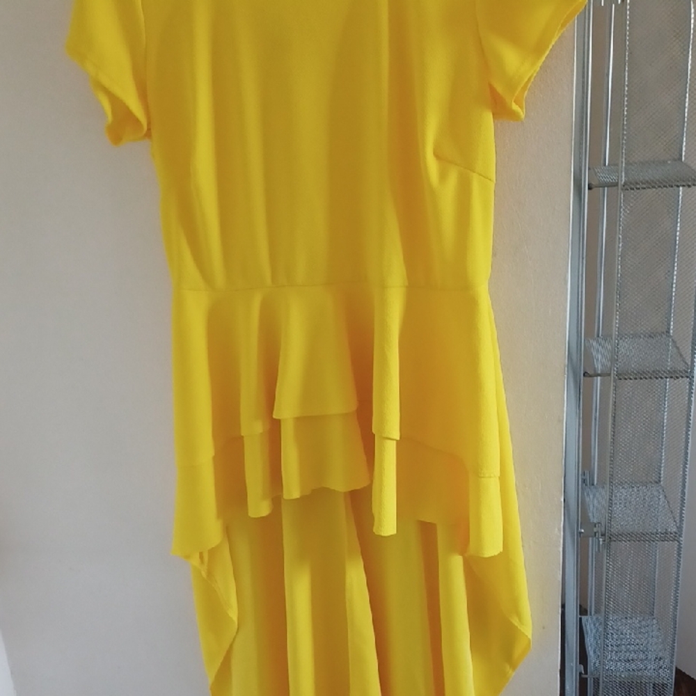 Rainbow Yellow High Low Dress
